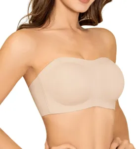Strapless Bras for Women, S-2XL, Invisible Wireless Padded Bandeau Top, Anti-Slip Design with Removable Straps