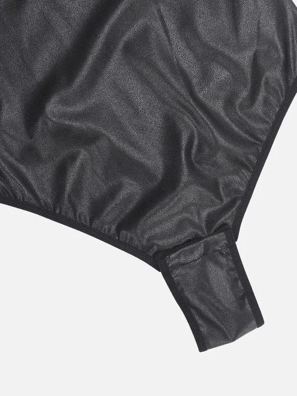Stretchy Tummy Control Faux Leather Shapewear Bodysuit