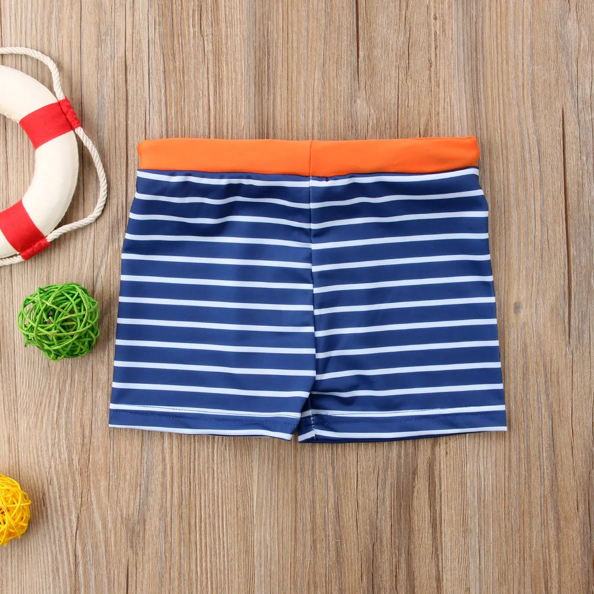 Toddler Boy Blue Striped Kid Swimming Shorts Swimwear