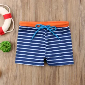 Toddler Boy Blue Striped Kid Swimming Shorts Swimwear