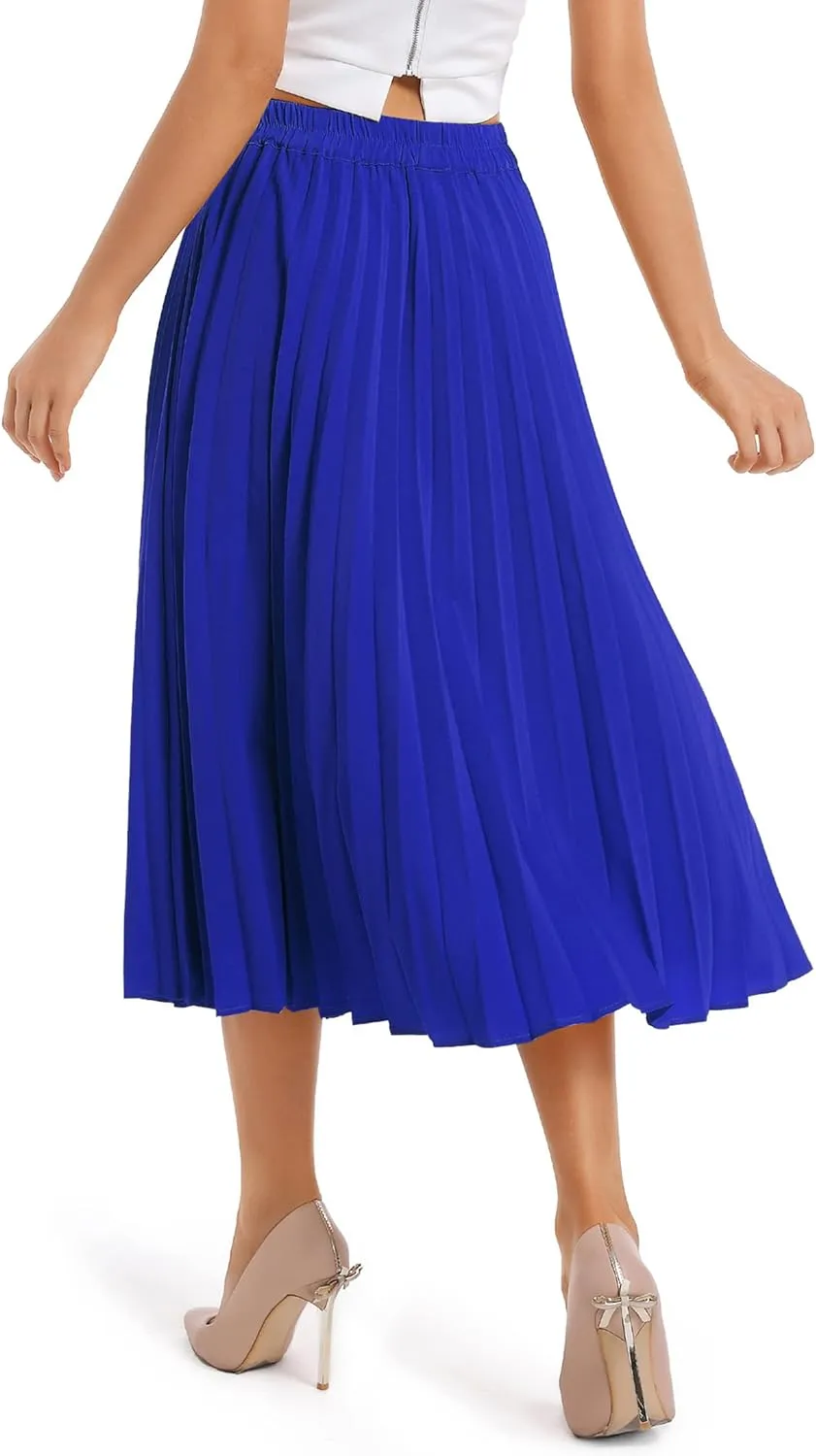 TONCHENGSD Women's Retro Midi High Waist Pleated Skirt Leopard Print Skirt