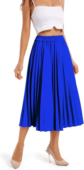 TONCHENGSD Women's Retro Midi High Waist Pleated Skirt Leopard Print Skirt