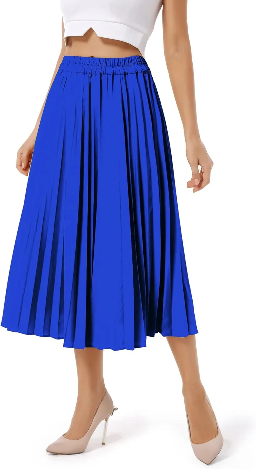 TONCHENGSD Women's Retro Midi High Waist Pleated Skirt Leopard Print Skirt