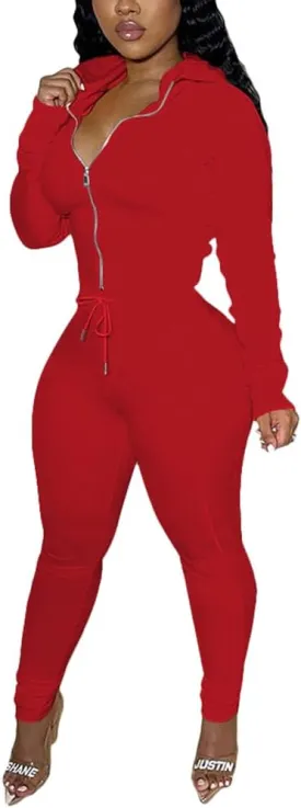 TOPSRANI Women Two Piece Outfits Bodycon Tracksuit Sweatsuits Hoodie Solid Jogger Workout Lounge Zipper Long Sleeve Pant Sets