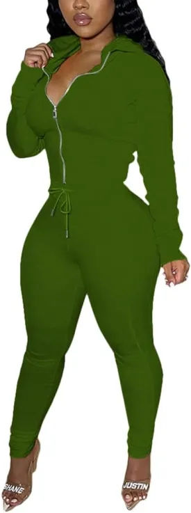 TOPSRANI Women Two Piece Outfits Bodycon Tracksuit Sweatsuits Hoodie Solid Jogger Workout Lounge Zipper Long Sleeve Pant Sets