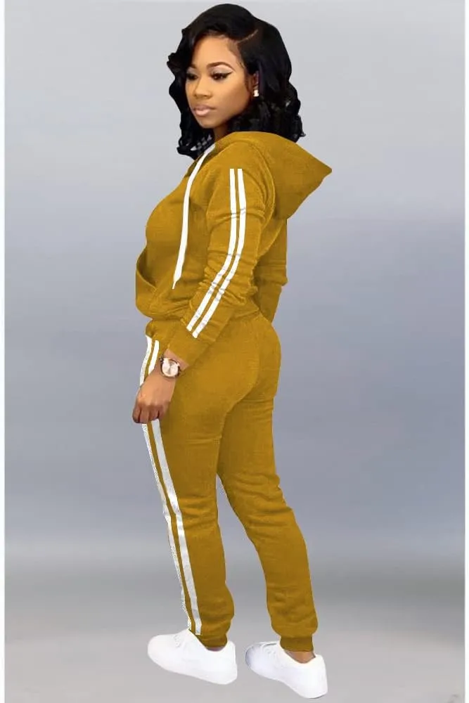 TOPSRANI Womens Two Piece Outfits Casual Sweatsuits Solid Tracksuit Jogging Sweat Suits Matching Jogger Hoodie Pants Set