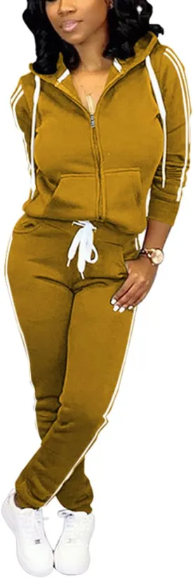 TOPSRANI Womens Two Piece Outfits Casual Sweatsuits Solid Tracksuit Jogging Sweat Suits Matching Jogger Hoodie Pants Set