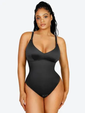 Tummy Control Elastic Mesh Shapewear Thong Bodysuit