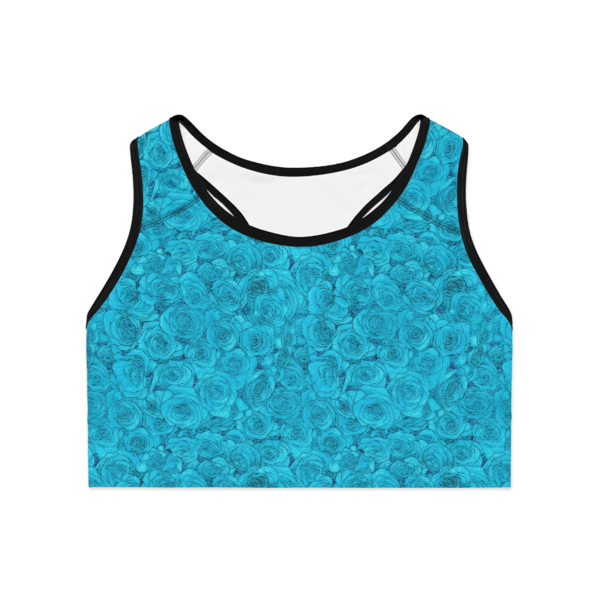 Turquoise Rose Sports Bra