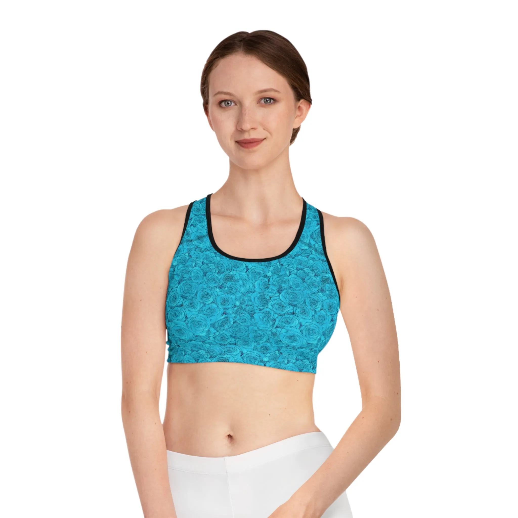 Turquoise Rose Sports Bra