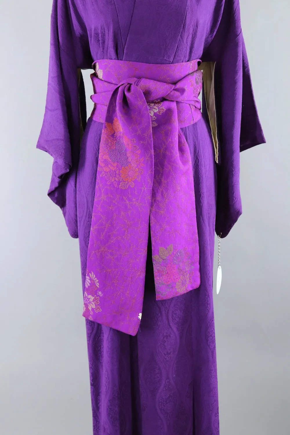 Vintage 1940s Silk Kimono Robe / Royal Purple