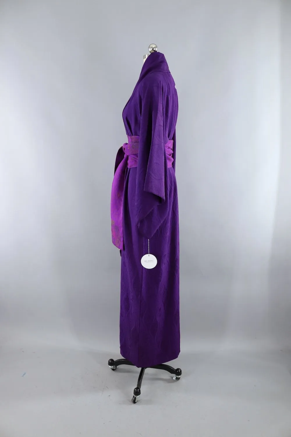 Vintage 1940s Silk Kimono Robe / Royal Purple