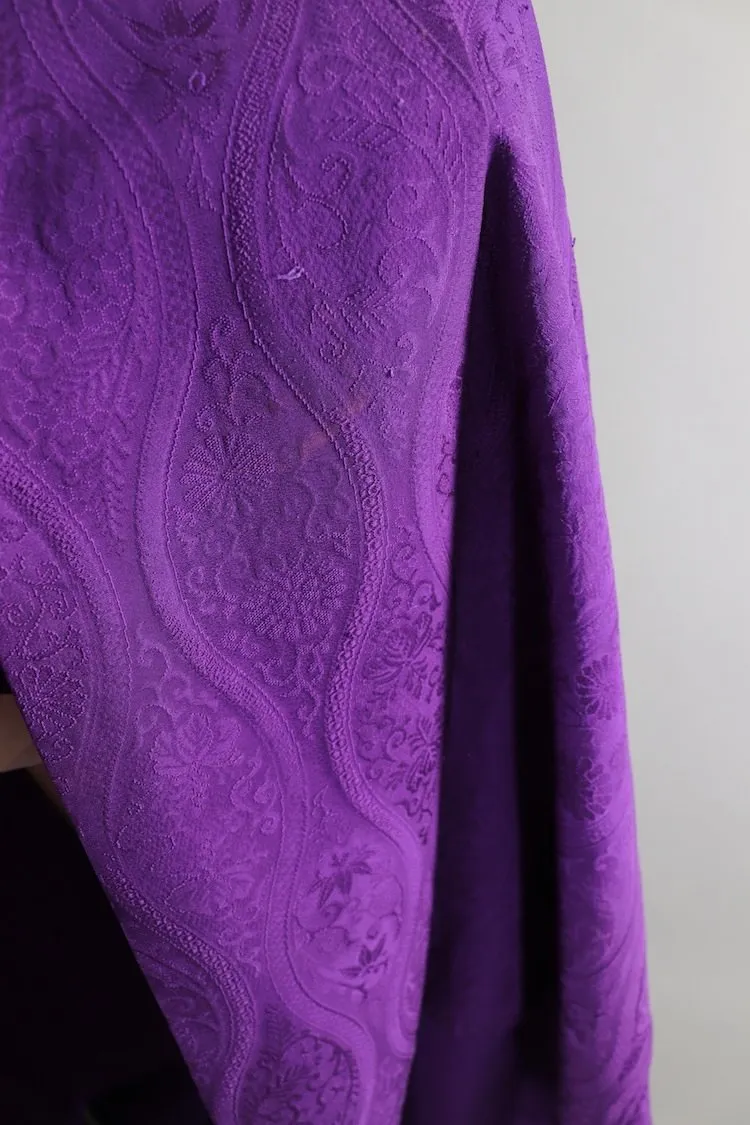 Vintage 1940s Silk Kimono Robe / Royal Purple