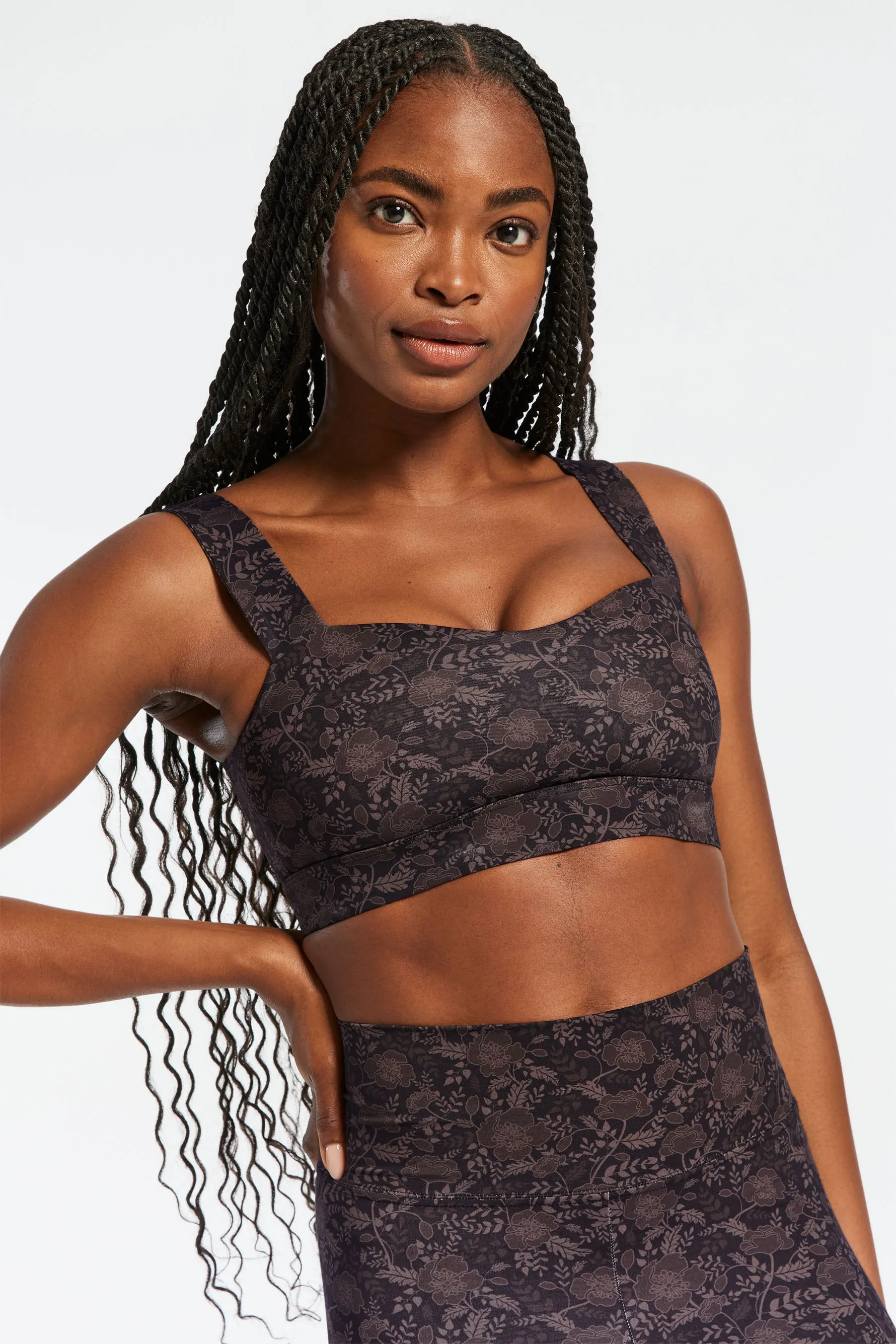 Vintage Floral Wave Bra - Multi Brown