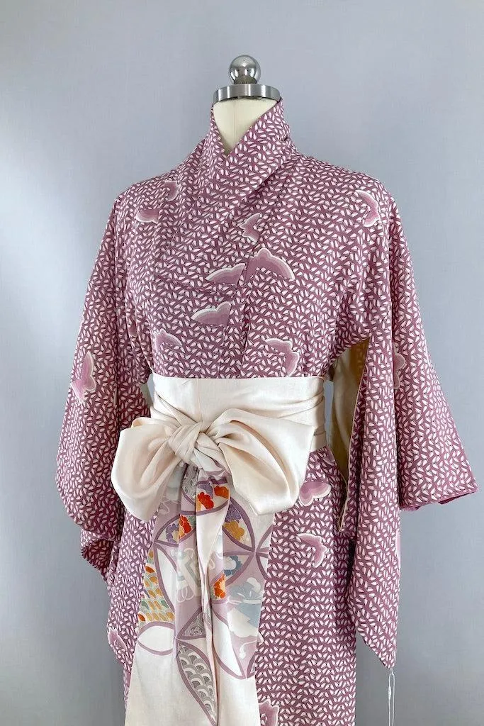 Vintage Lavender Butterflies Kimono
