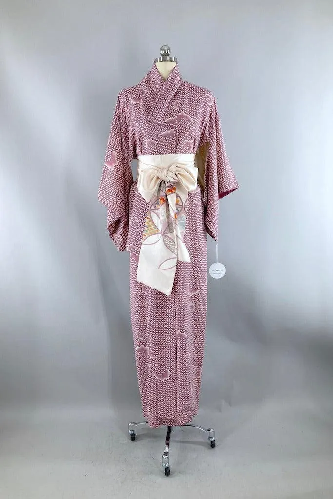 Vintage Lavender Butterflies Kimono