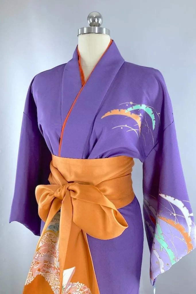 Vintage Purple & Mint Abstract Kimono