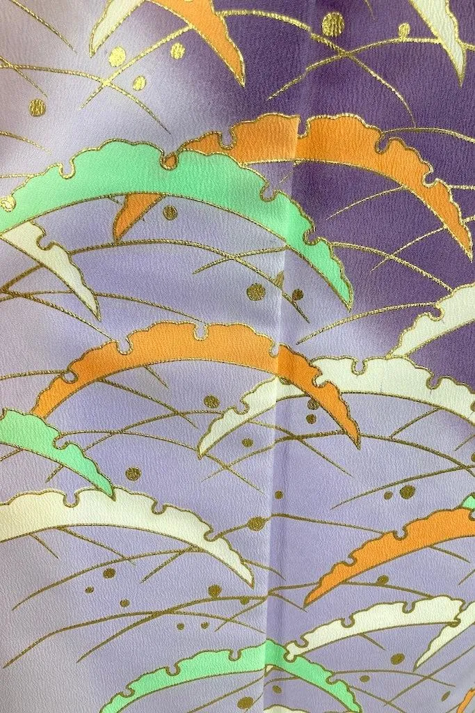 Vintage Purple & Mint Abstract Kimono