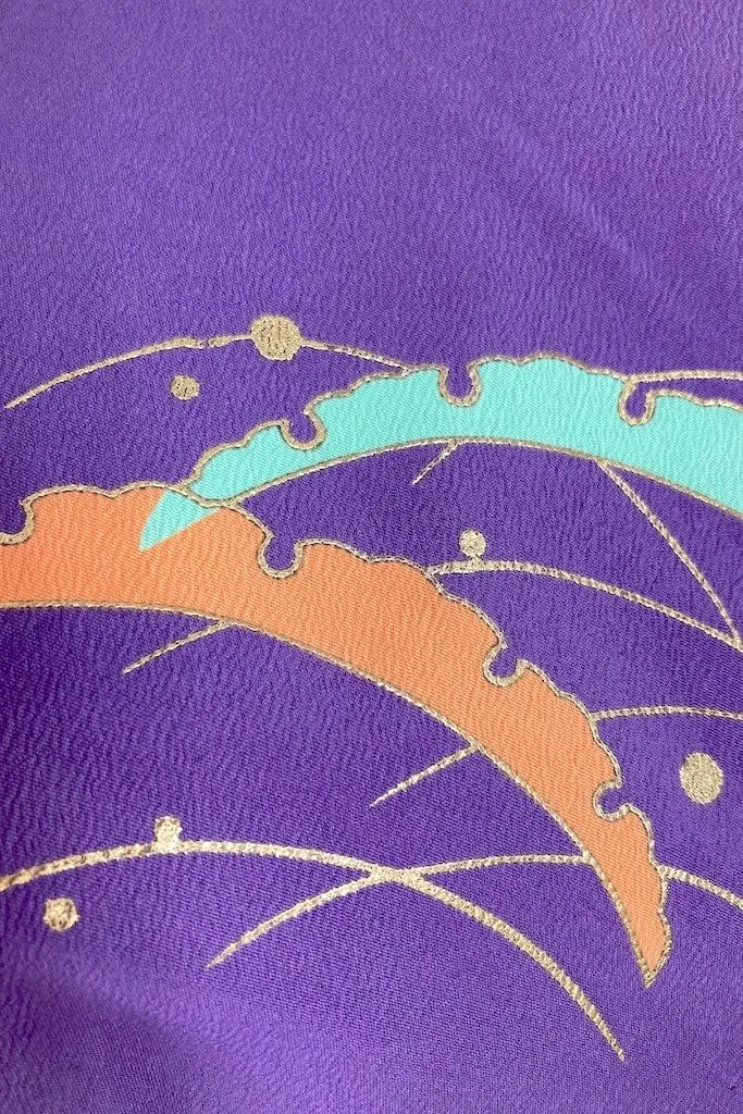 Vintage Purple & Mint Abstract Kimono