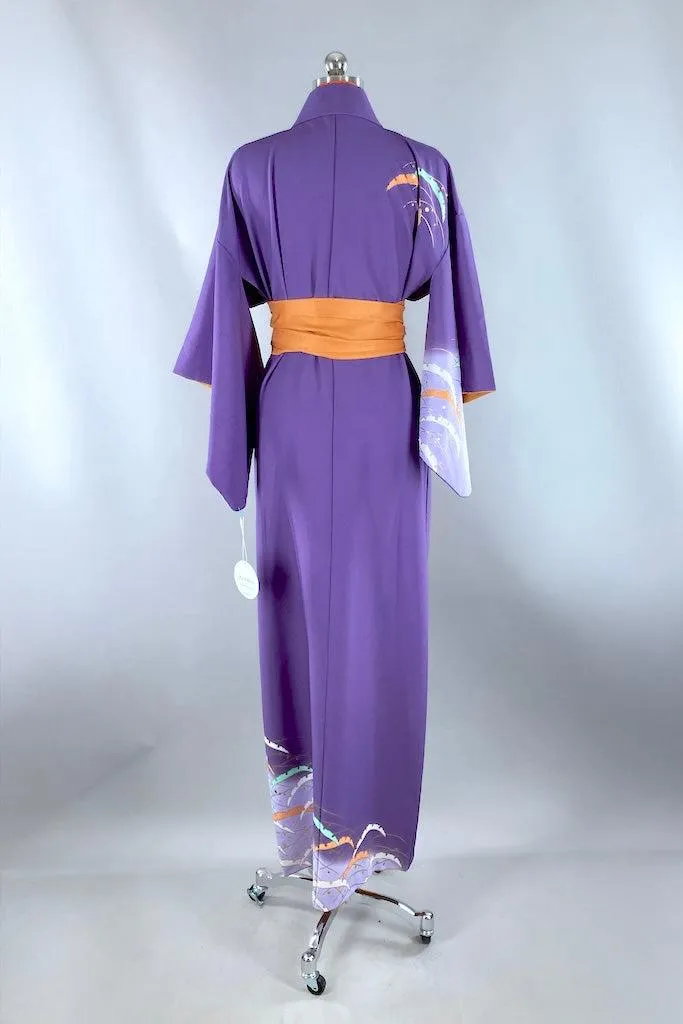 Vintage Purple & Mint Abstract Kimono