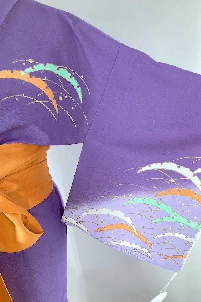 Vintage Purple & Mint Abstract Kimono