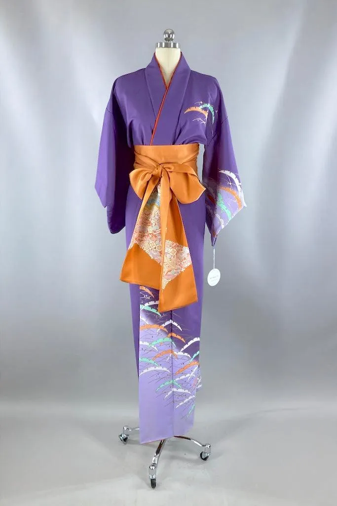 Vintage Purple & Mint Abstract Kimono