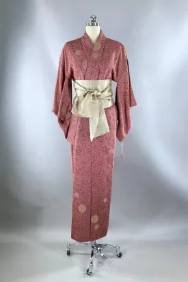 Vintage Red & Gold Silk Kimono