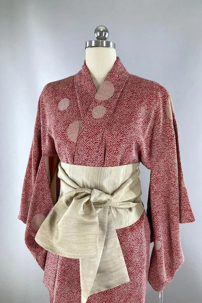 Vintage Red & Gold Silk Kimono