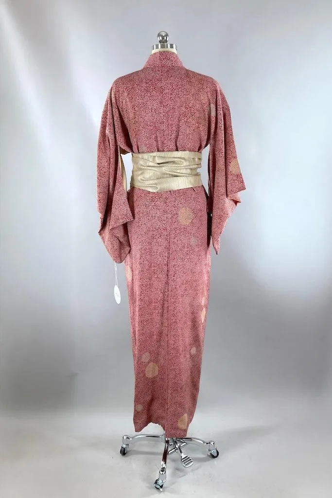 Vintage Red & Gold Silk Kimono