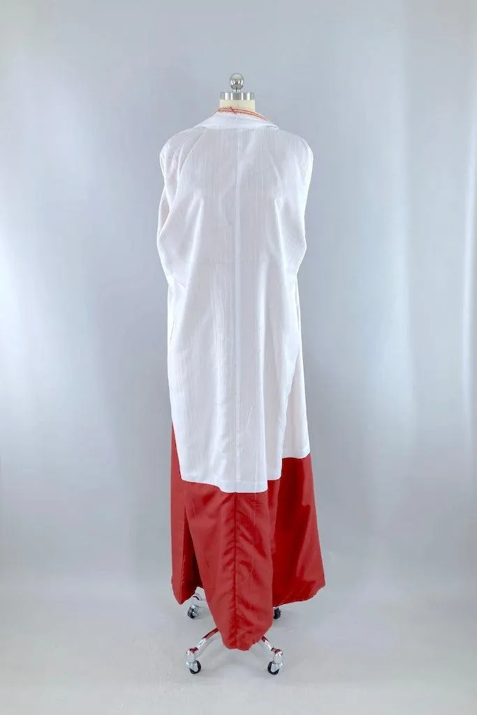 Vintage Terra Cotta Stripes Kimono Robe