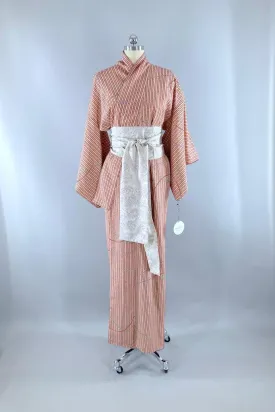 Vintage Terra Cotta Stripes Kimono Robe