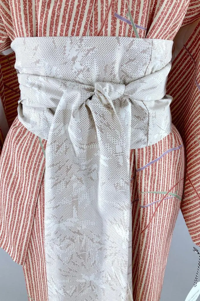 Vintage Terra Cotta Stripes Kimono Robe