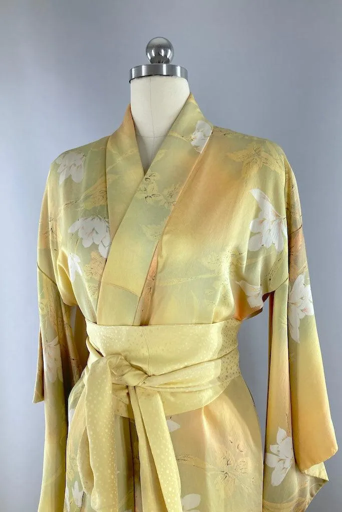 Vintage Yellow Ombre Silk Kimono