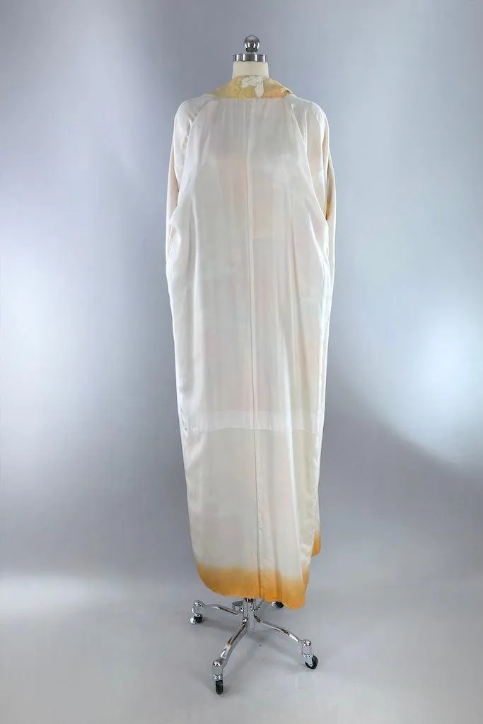 Vintage Yellow Ombre Silk Kimono