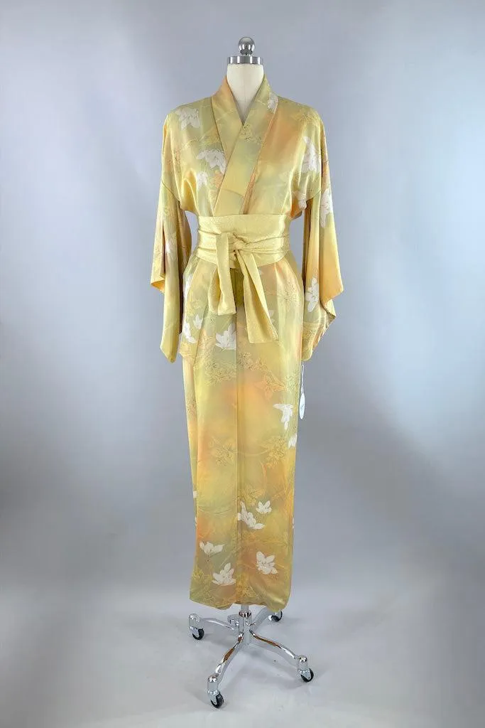 Vintage Yellow Ombre Silk Kimono