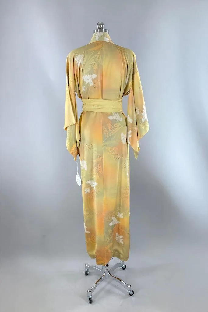 Vintage Yellow Ombre Silk Kimono