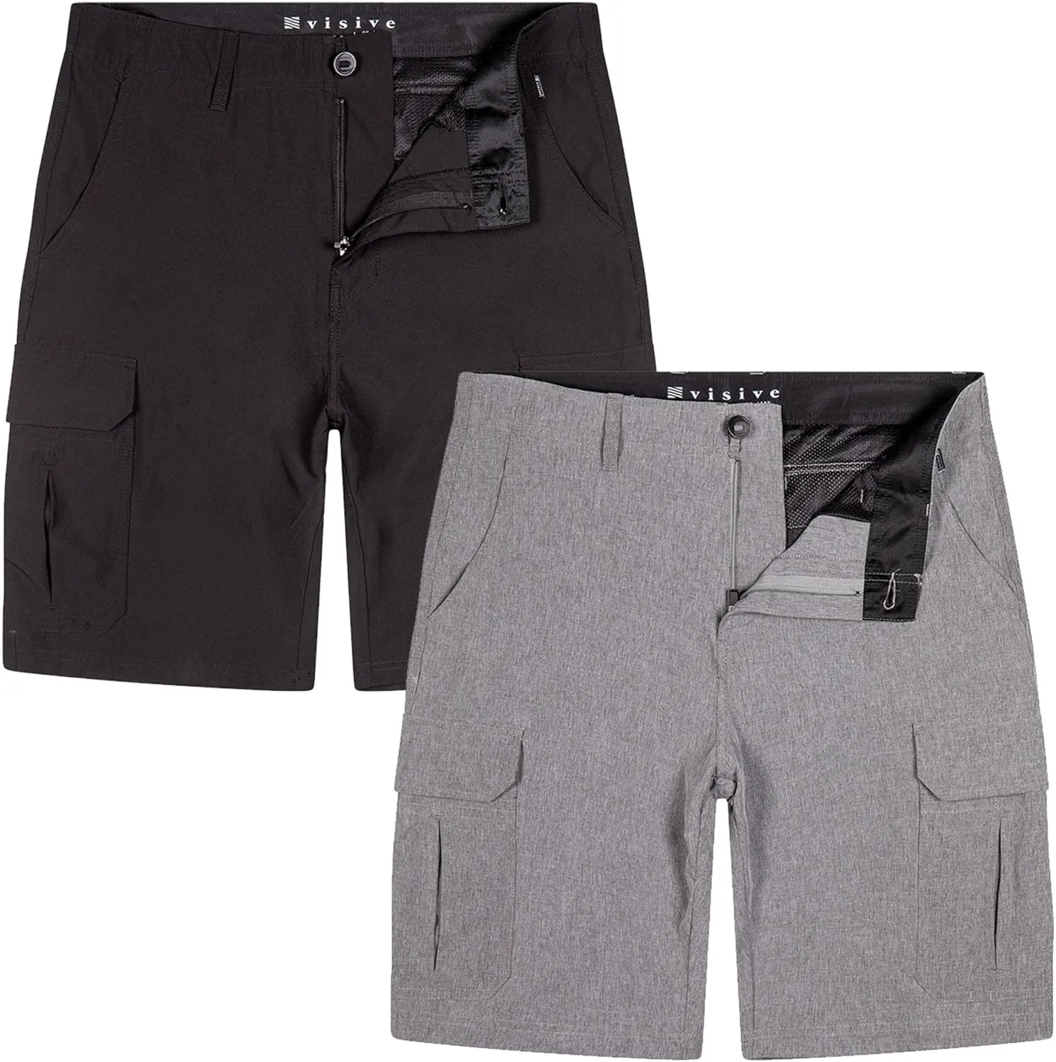 Visive Mens Shorts for Men, Hybrid Casual Golf Dress Flat Front Quick Dry Stretch Board Shorts, Lightweight Chino Short
