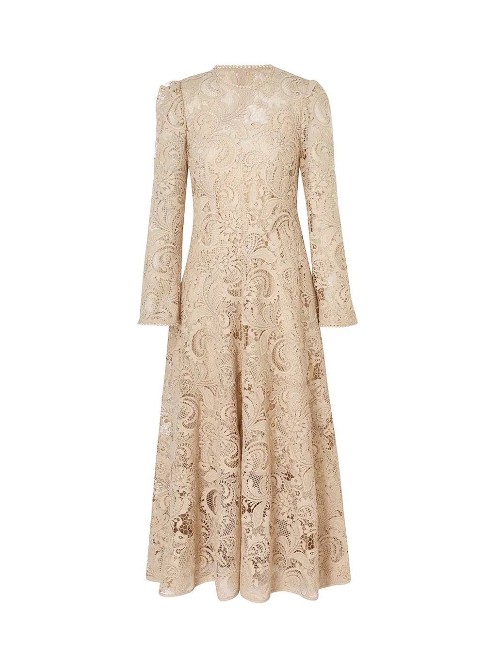 Waverly Lace Midi Dress (Taupe)
