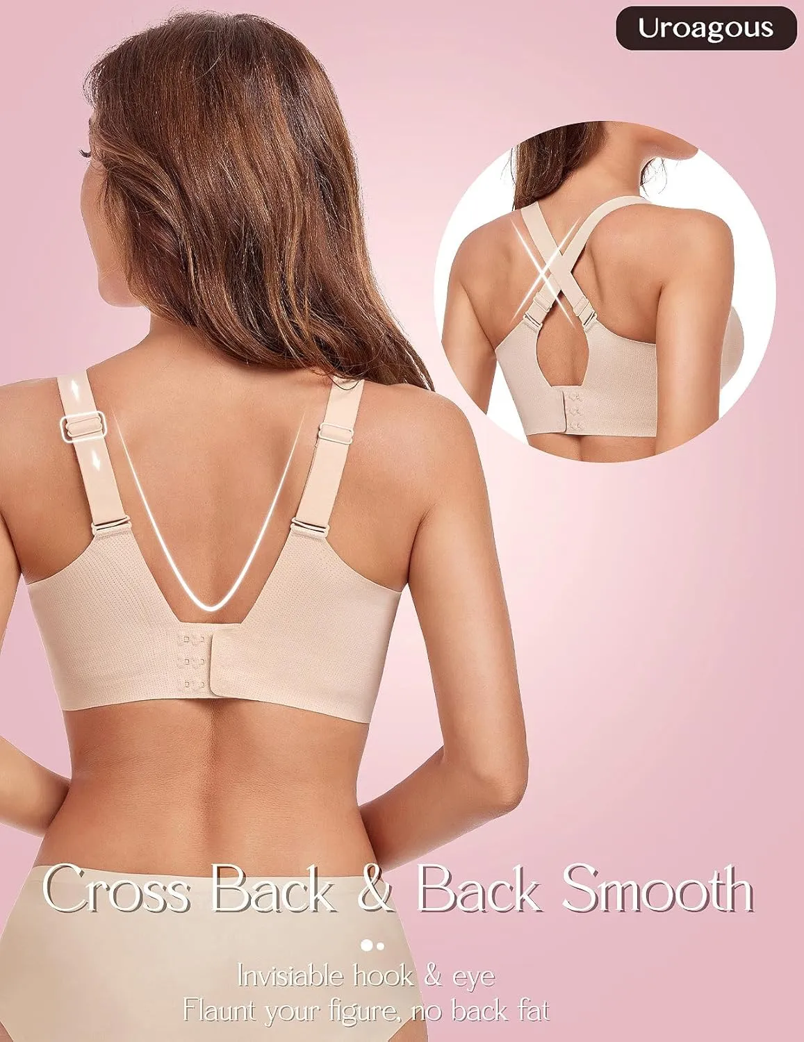Wireless Bras for Women No Underwire Breathable V-Neck Bralettes for Women with Support Seamless T Shirt Bras