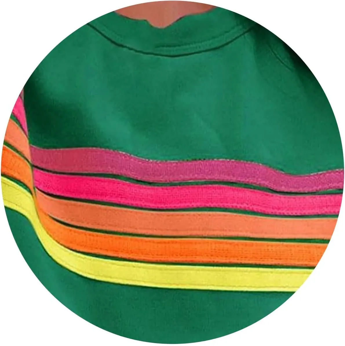 Womens 2 Piece Short Sets Casual Rainbow Striped Crewneck Short Sleeve Tops Elastic Shorts Outfits Lounge Tracksuits