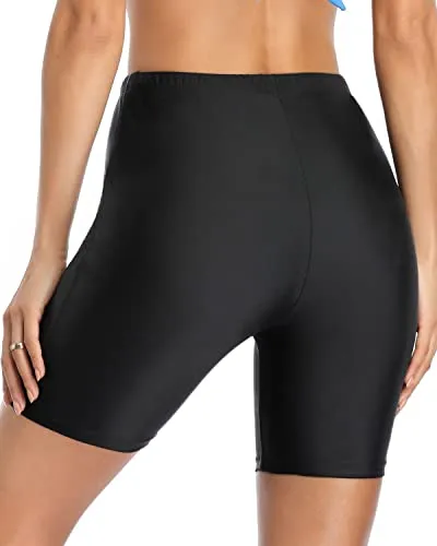 Women's Boy Shorts Swimsuit Long Board Shorts-Black