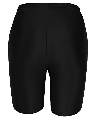 Women's Boy Shorts Swimsuit Long Board Shorts-Black