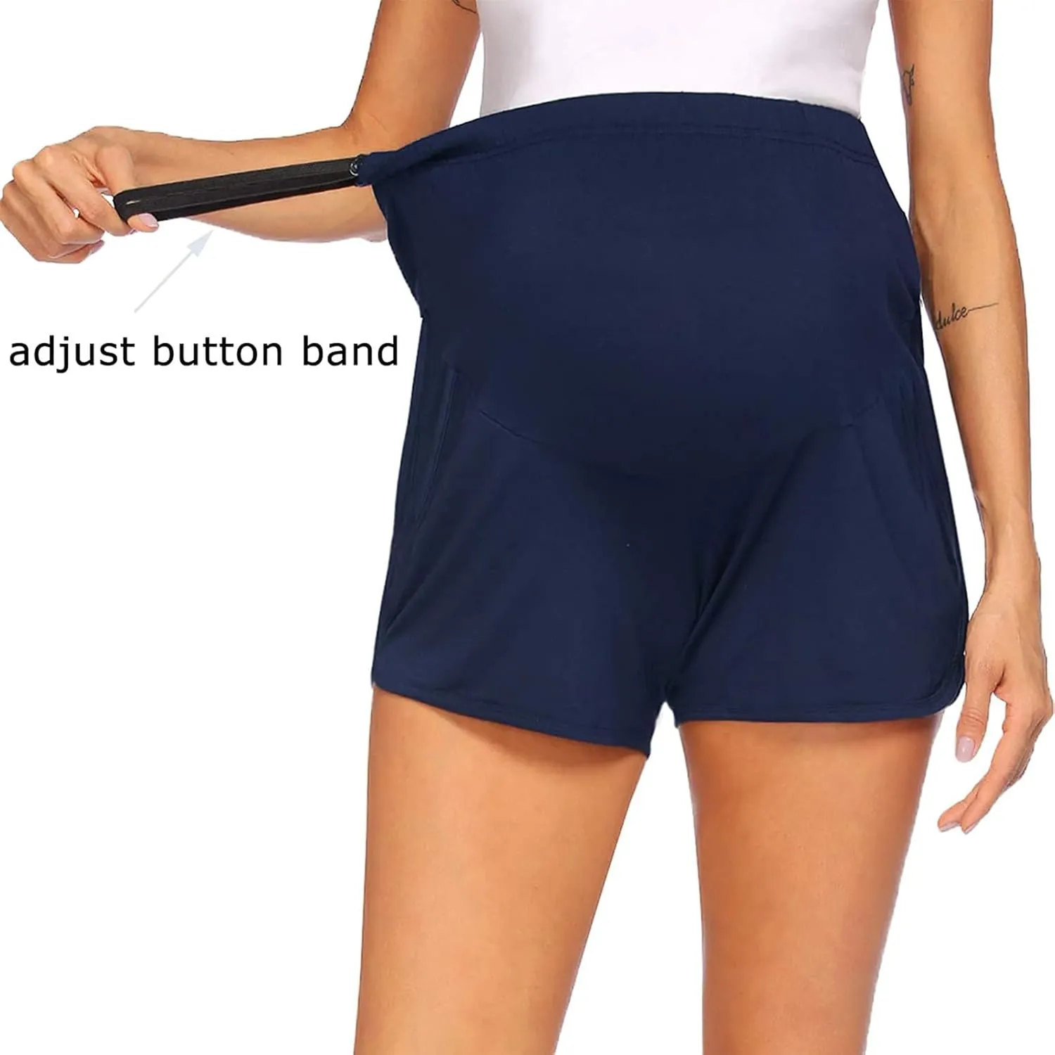 Women's Maternity Shorts Lounge Pregnancy Workout Comfy Stretchy Pajama Shorts with Pockets