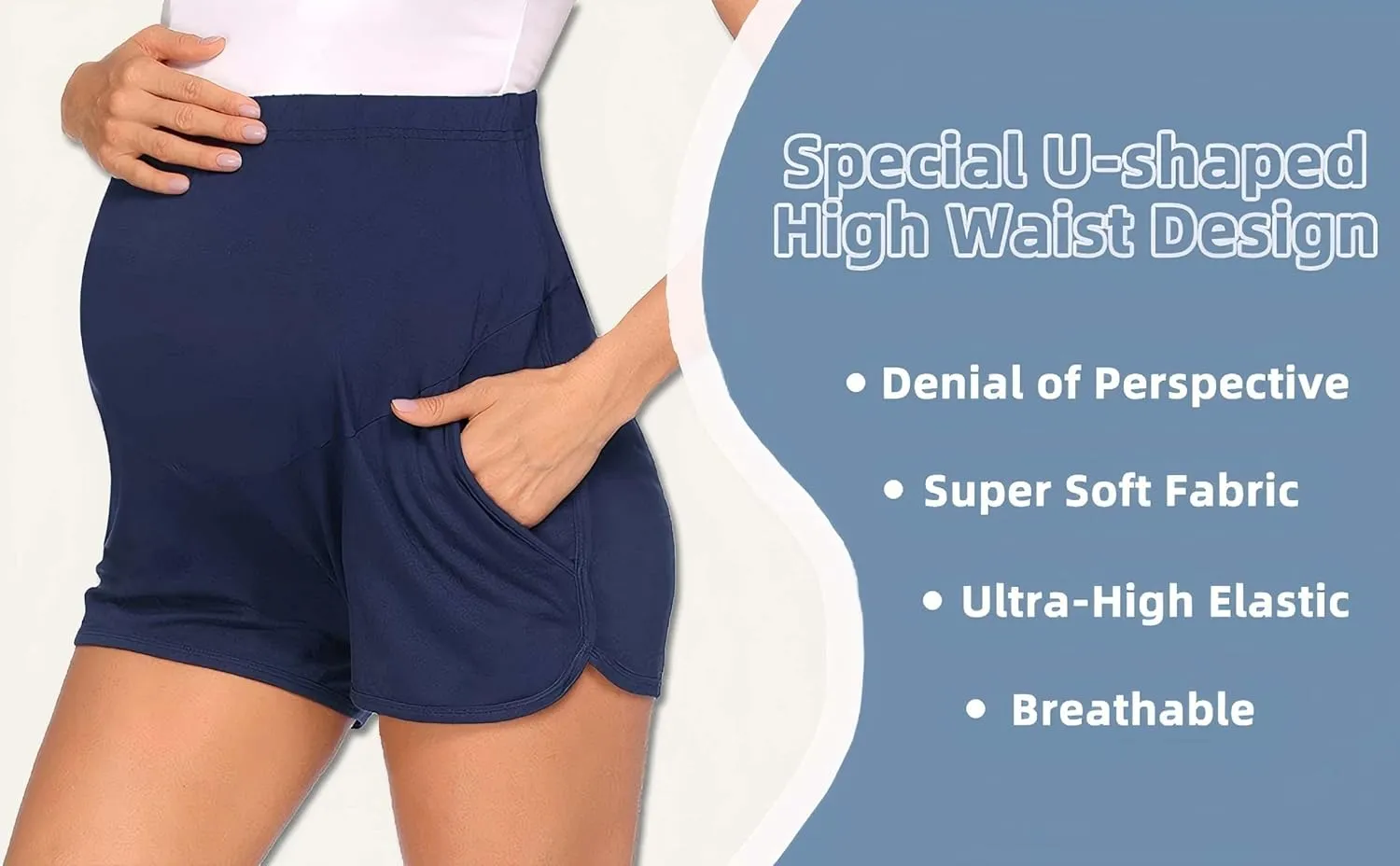 Women's Maternity Shorts Lounge Pregnancy Workout Comfy Stretchy Pajama Shorts with Pockets