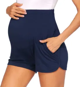 Women's Maternity Shorts Lounge Pregnancy Workout Comfy Stretchy Pajama Shorts with Pockets