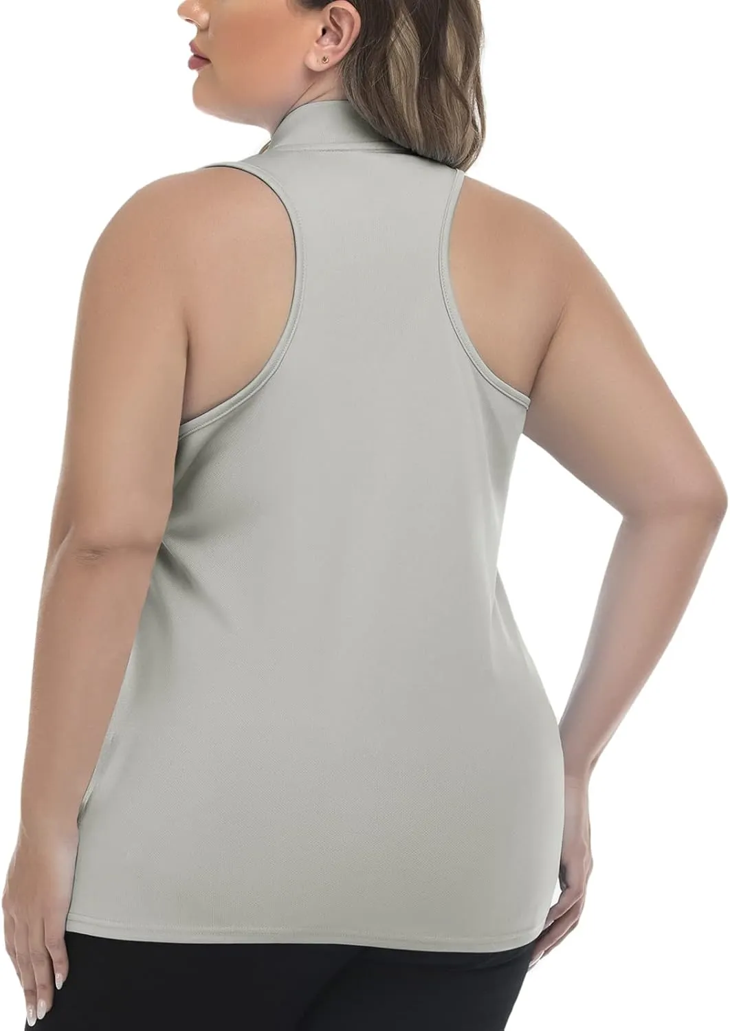 Women's Sleeveless Golf Polo Shirt Loose Fit Racerback Golf Dry Fit Tank Tops for Ladies Tennis Apparel Lightweight SPF 50 
