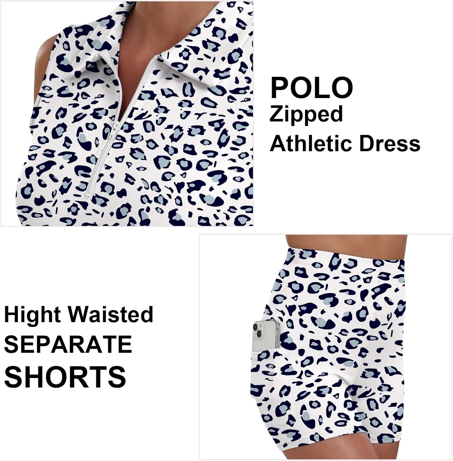 Womens Two Piece Tennis Golf Dress UPF 50  Active Athletic Activewear Sports Dresses with Pocket Separate Shorts