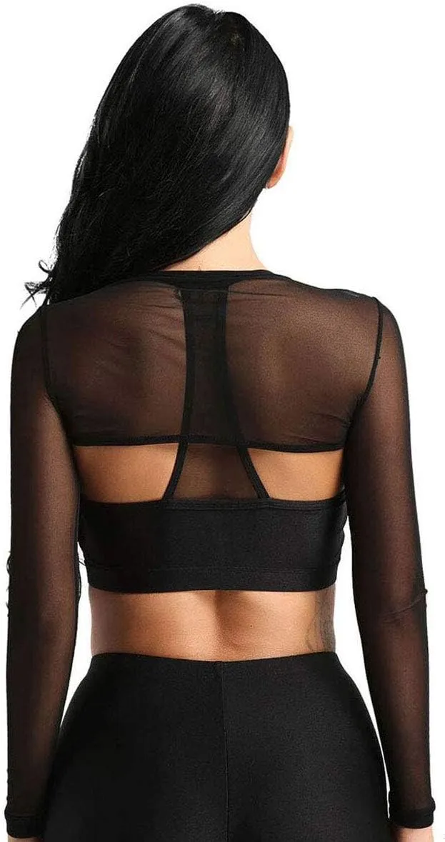 Ypser See Through Mesh Crop Top Sheer Open Front Shrug Fishnet Cover Ups with Buckle